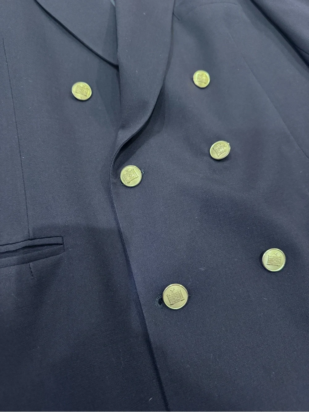 Vintage Brooks Brothers 43L Navy 100% Wool Double Breasted Blazer